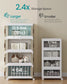 SONGMICS White 58Qt Foldable Storage Bins with Doors and Wheels