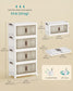 SONGMICS White 58Qt Foldable Storage Bins with Doors and Wheels