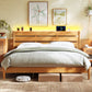 SONGMICS HOME King Bed Frame with Headboard, LED Lights, Charging Station, Storage Shelf, Caramel Brown