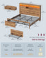 VASAGLE King Bed Frame with Storage Headboard – Honey Brown