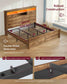 VASAGLE King Bed Frame with Storage Headboard – Honey Brown