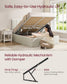 VASAGLE Lift Up Storage Bed Frame Queen Size – Cappuccino Beige
