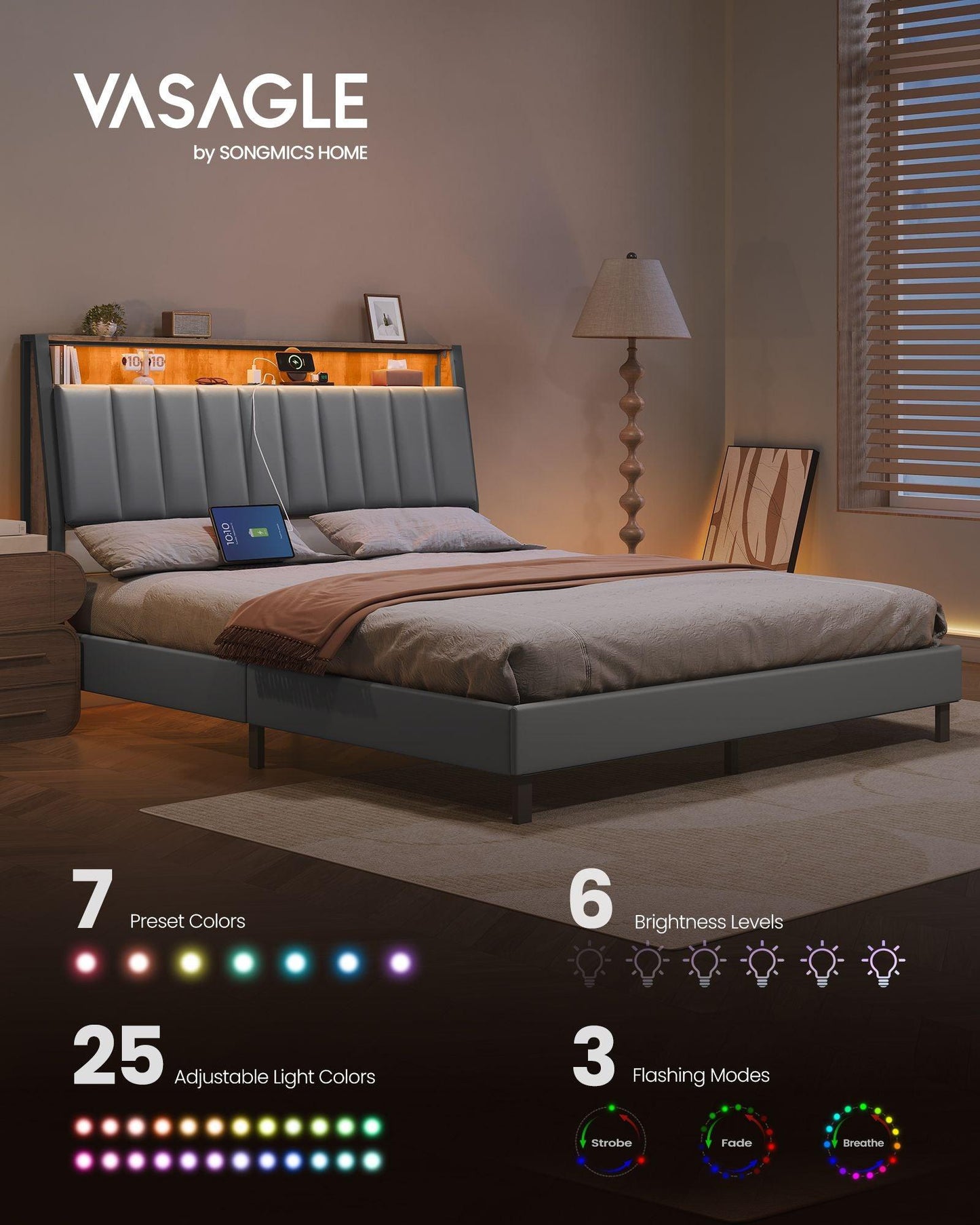 LED Bed Frame Queen Size FredCo