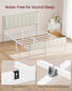 VASAGLE Queen Bed Frame, Dove Gray, Upholstered Headboard, Sturdy Steel, No Box Spring Needed – Cappuccino Beige