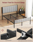 VASAGLE Full Bed Frame with Upholstered Headboard – Dove Gray