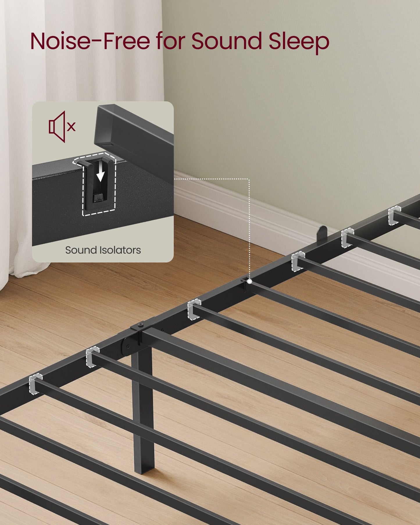 VASAGLE Twin Bed Frame with Upholstered Headboard