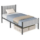 VASAGLE Twin Bed Frame with Upholstered Headboard – Dove Gray