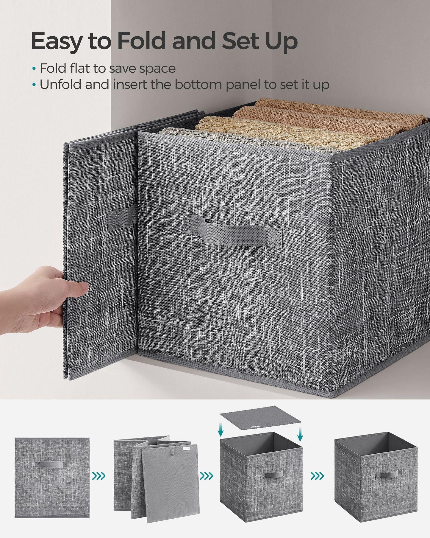 Set of 8 Foldable Storage Cubes Cattail Gray