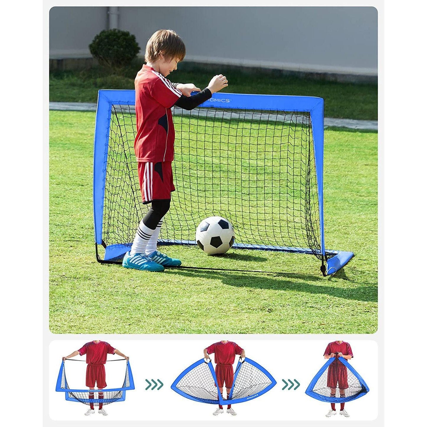 Set of 2 Folding Children's Soccer Goal Blue