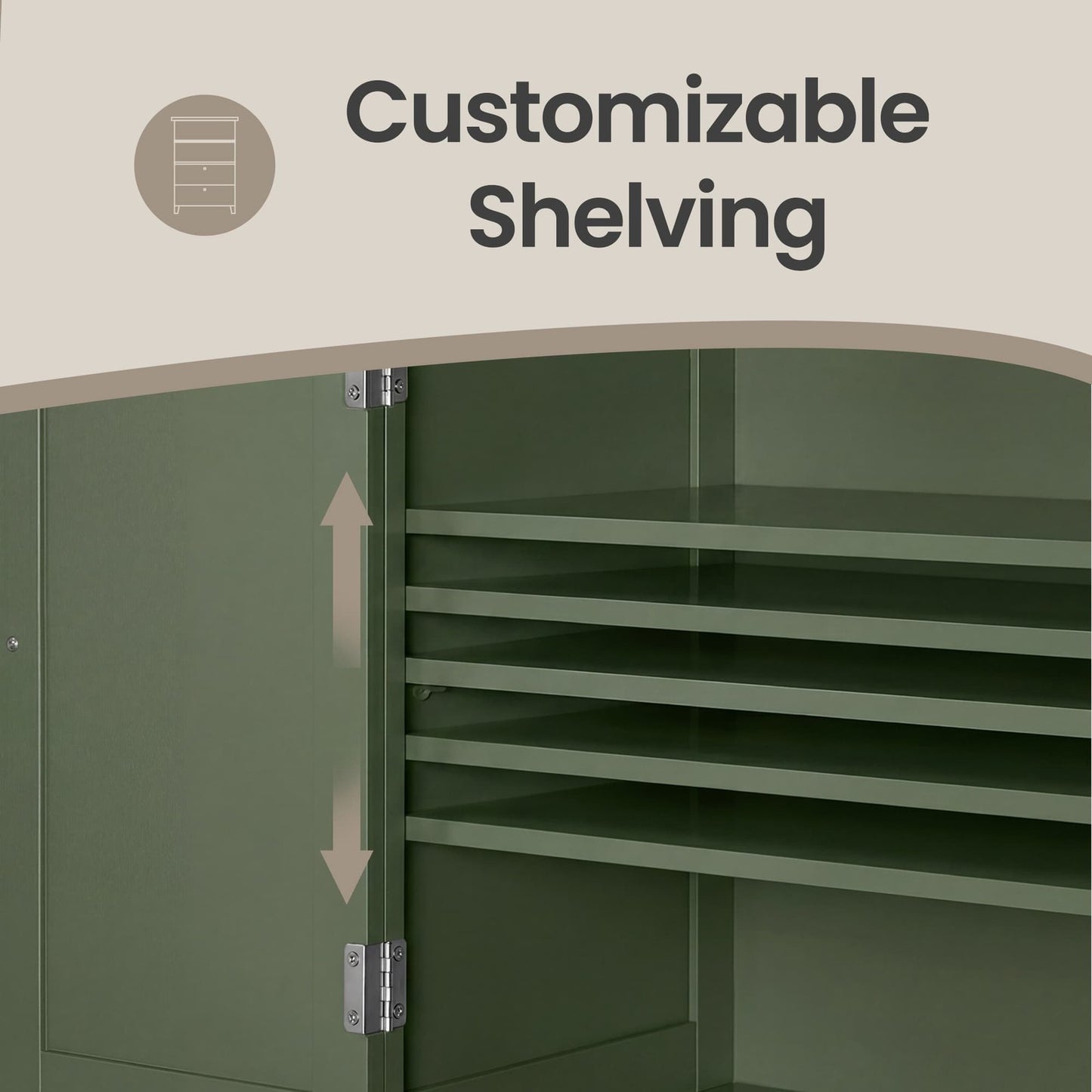 VASAGLE Freestanding Storage Cabinet with Adjustable Shelves – Forest Green