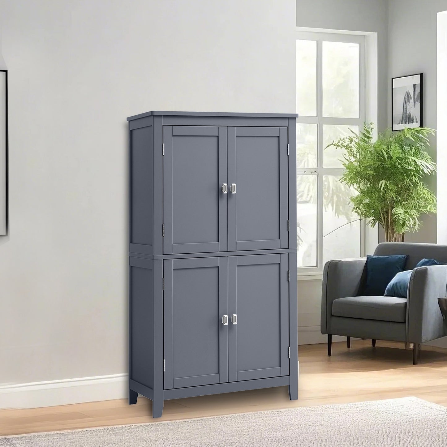 VASAGLE Freestanding Storage Cabinet with Adjustable Shelves – Dark Gray