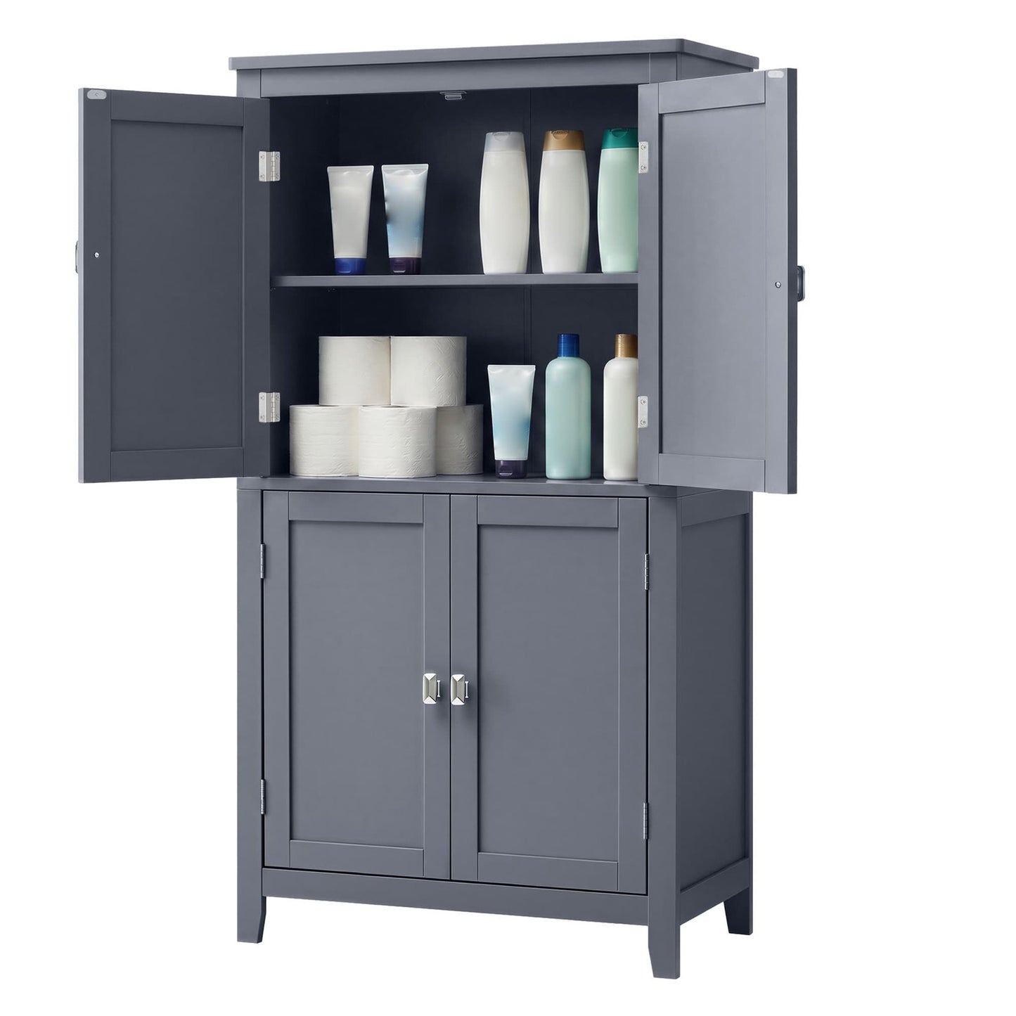 VASAGLE Freestanding Storage Cabinet with Adjustable Shelves – Dark Gray
