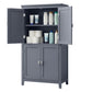 VASAGLE Freestanding Storage Cabinet with Adjustable Shelves – Dark Gray