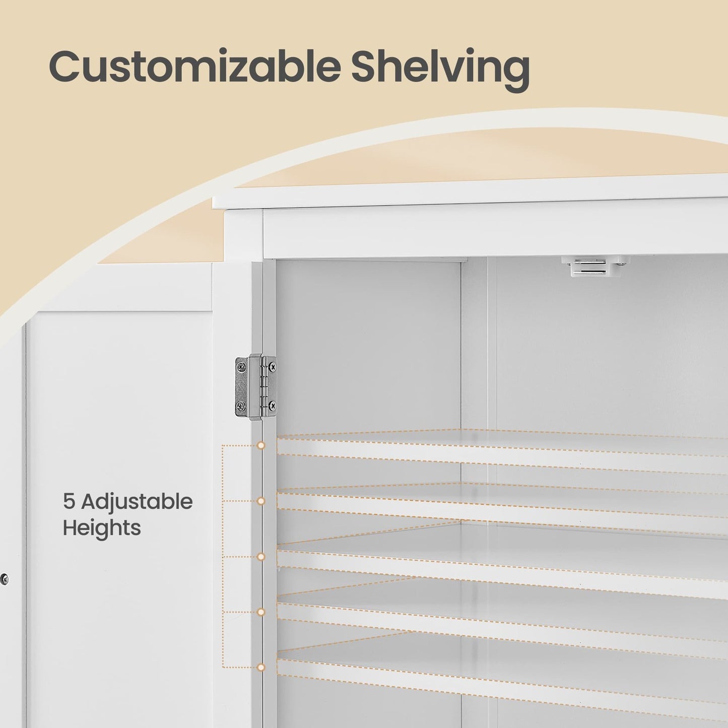 VASAGLE Freestanding Storage Cabinet with Adjustable Shelves – White
