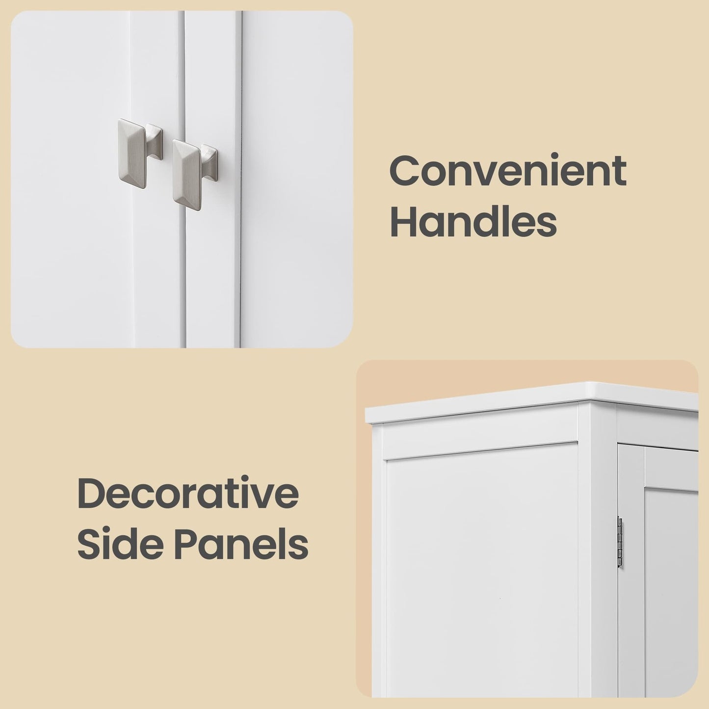 VASAGLE Freestanding Storage Cabinet with Adjustable Shelves – White