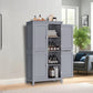 VASAGLE Freestanding Storage Cabinet with Adjustable Shelves – Mystic Gray