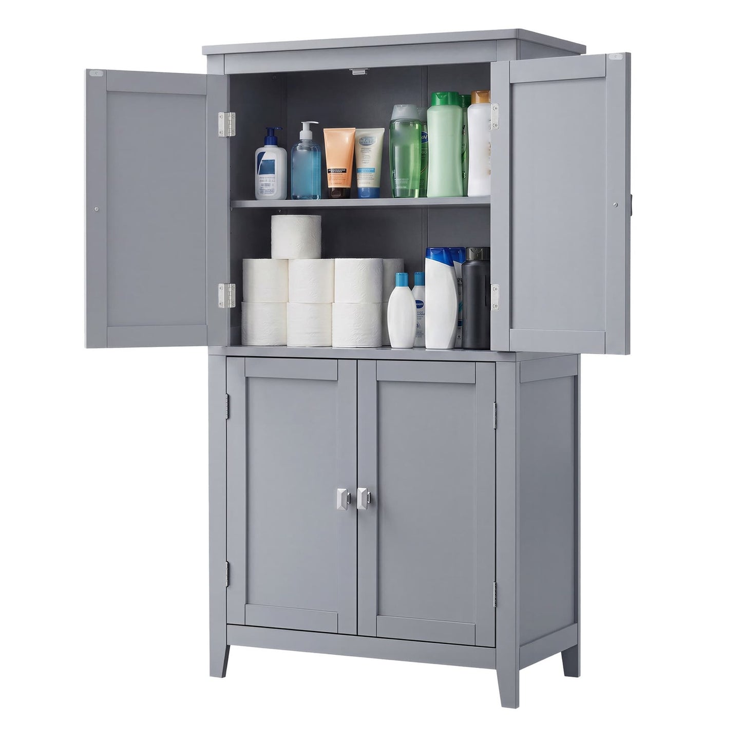 VASAGLE Freestanding Storage Cabinet with Adjustable Shelves – Mystic Gray