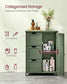 VASAGLE Bathroom Floor Storage Cabinet – Forest Green