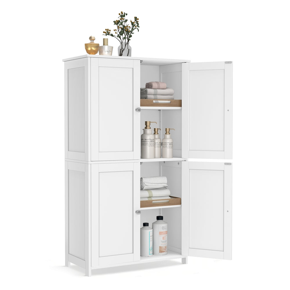 VASAGLE Floor Storage Cabinet with Adjustable Shelves and Doors – Cloud White