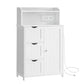 VASAGLE 39.4-Inch Tall Storage Cabinet with Power Strip 2 Adjustable Shelves Cloud White