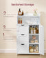 VASAGLE 39.4-Inch Tall Storage Cabinet with Power Strip 2 Adjustable Shelves Cloud White