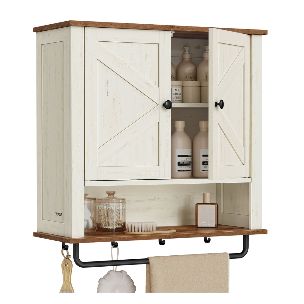 VASAGLE Liry Bathroom Wall Cabinet – Rustic White – 7.9"D x 23.6"W x 28.7"H