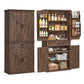 VASAGLE Liry Pantry Cabinet 15.7 X 30 X 71.7 Inches 2 Cabinets 6 Adjustable Shelves Deep Brown – Hazelnut Brown