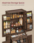 VASAGLE Liry Pantry Cabinet 15.7 X 30 X 71.7 Inches 2 Cabinets 6 Adjustable Shelves Deep Brown – Hazelnut Brown