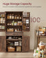 VASAGLE Liry Pantry Cabinet 15.7 X 30 X 71.7 Inches 2 Cabinets 6 Adjustable Shelves Deep Brown – Hazelnut Brown