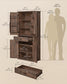 VASAGLE Liry Pantry Cabinet 15.7 X 30 X 71.7 Inches 2 Cabinets 6 Adjustable Shelves Deep Brown – Hazelnut Brown