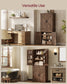 VASAGLE Liry Pantry Cabinet 15.7 X 30 X 71.7 Inches 2 Cabinets 6 Adjustable Shelves Deep Brown – Hazelnut Brown