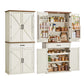 VASAGLE Liry Pantry Cabinet with Barn Doors – Rustic White