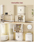 VASAGLE Liry Pantry Cabinet with Barn Doors – Rustic White