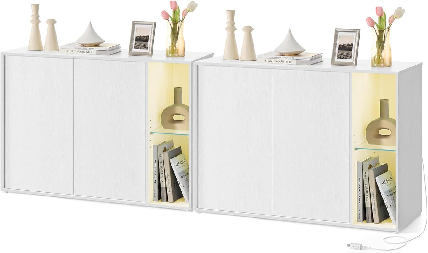 SONGMICS HOME Storage Cabinets, Superfast Toolless Assembly – Snow White