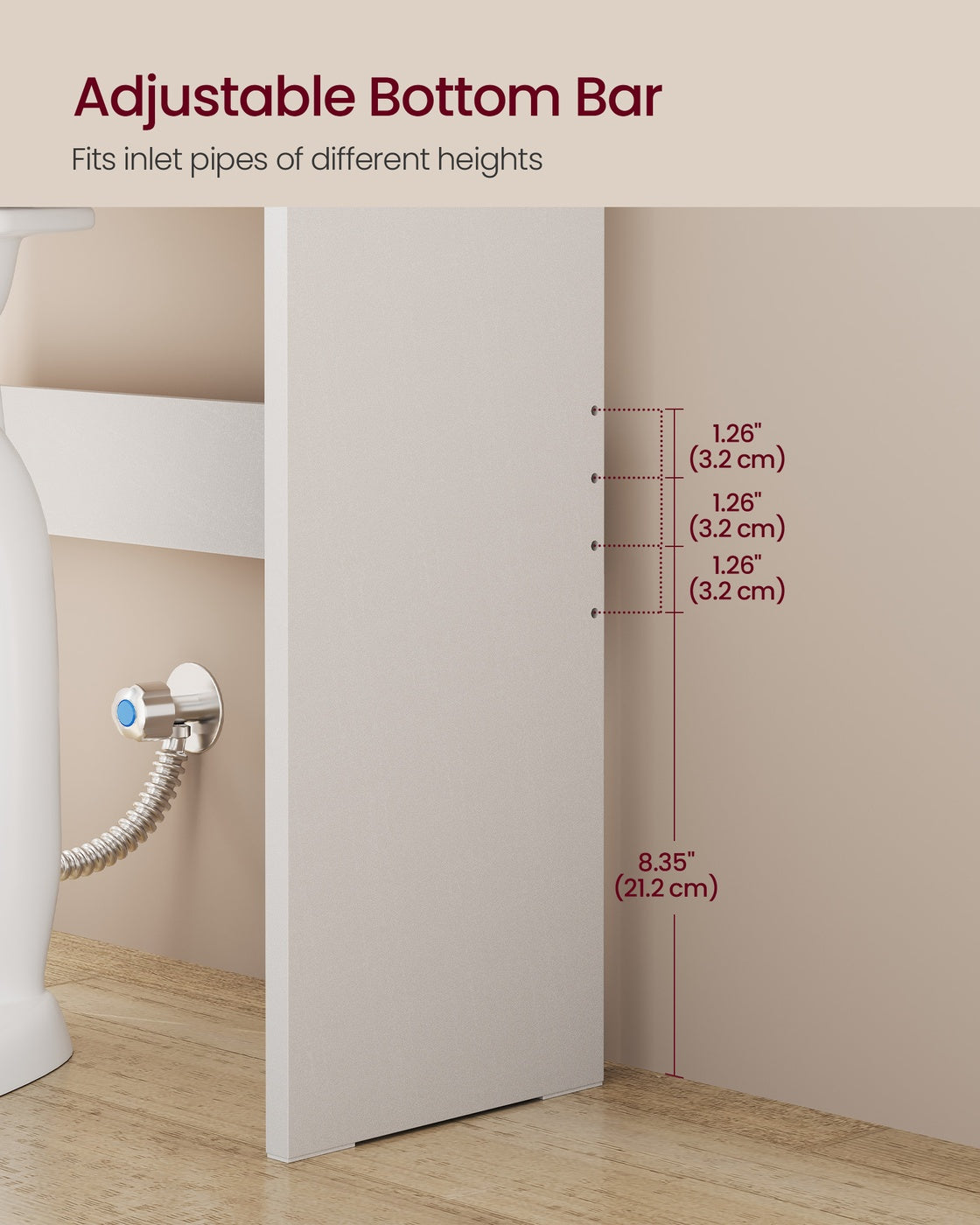 VASAGLE Over Toilet Storage Cabinet, 7.9 X 24. 6 X 70 Inches, Cloud White