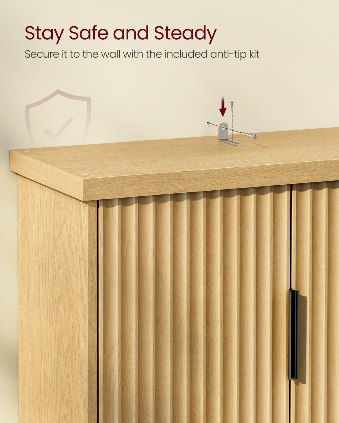 VASAGLE Maxe Over the Toilet Storage Cabinet, 23.6-Inch Wide Mid Century Modern, Oak Beige