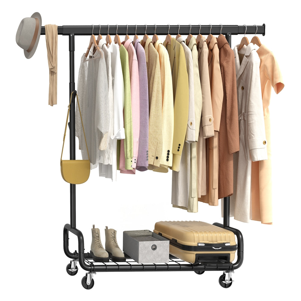 SONGMICS Clothes Rack, Heavy-Duty Rolling Clothing Garment Rack, Ink Black