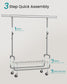 SONGMICS Clothes Rack, Heavy-Duty Rolling Clothing Garment Rack, Silver