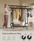 SONGMICS Clothes Rack, Heavy-Duty Rolling with Wheels, Ink Black