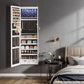 SONGMICS Lockable Mirror Jewelry Armoire with Lights for Wall or Door – White