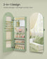 SONGMICS Wide LED Jewelry Cabinet Wall/Door Mounted – Laurel Green