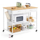 VASAGLE Kitchen Rolling Island, Mobile Kitchen Cart with Storage On Wheels – Oak Beige, Matte White – 27.6"D x 43.3"W x 35.4"H