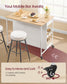 VASAGLE Kitchen Rolling Island, Mobile Kitchen Cart with Storage On Wheels – Oak Beige, Matte White – 27.6"D x 43.3"W x 35.4"H