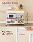 VASAGLE Kitchen Rolling Island, Mobile Kitchen Cart with Storage On Wheels – Oak Beige, Matte White – 27.6"D x 43.3"W x 35.4"H