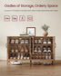 VASAGLE 3-Tier Shoe Cabinet, Farmhouse Style – Honey Brown