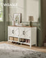 VASAGLE 3-Tier Shoe Cabinet, Farmhouse Style – Rustic White