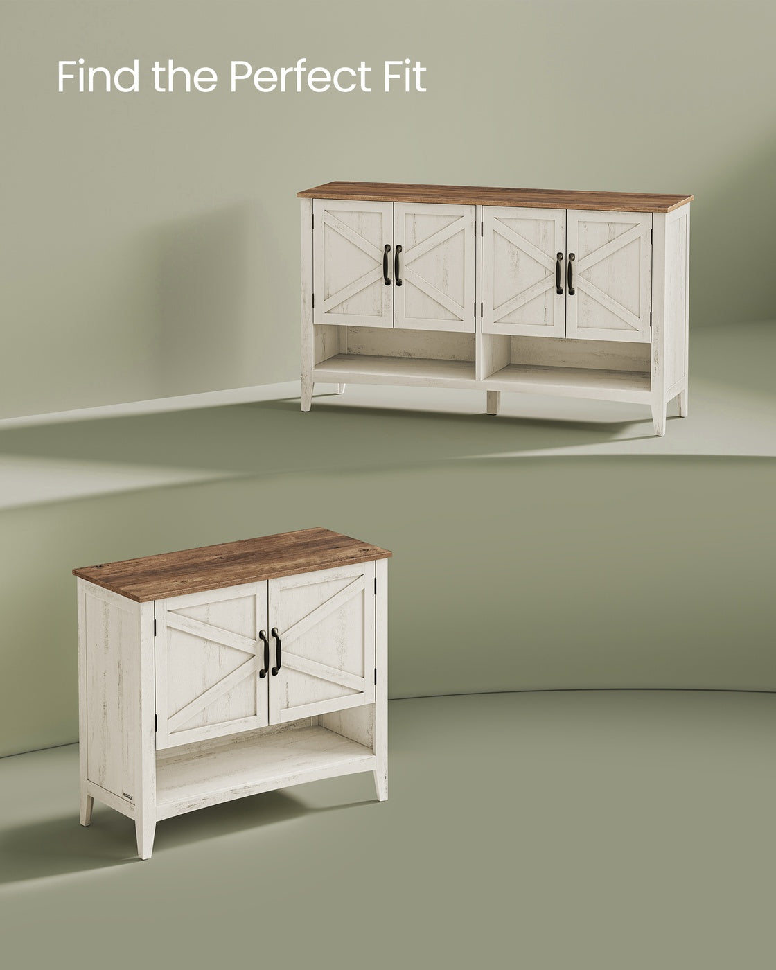 VASAGLE 3-Tier Shoe Cabinet, Farmhouse Style – Rustic White