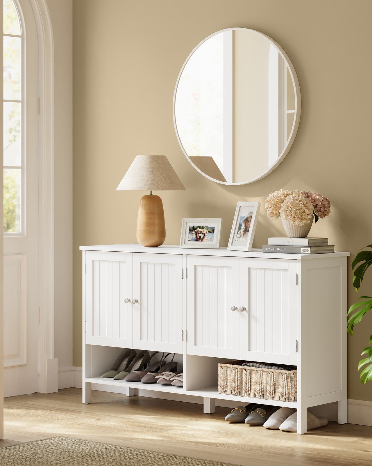 VASAGLE Shoe Cabinet, 3-Tier Shoe Storage Organizer – Cloud White