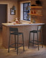 VASAGLE Industrial Bar Stools, Set of 2, Rustic Brown, 28.5" Seat, Ergonomic Backrest – Charcoal Gray, Black