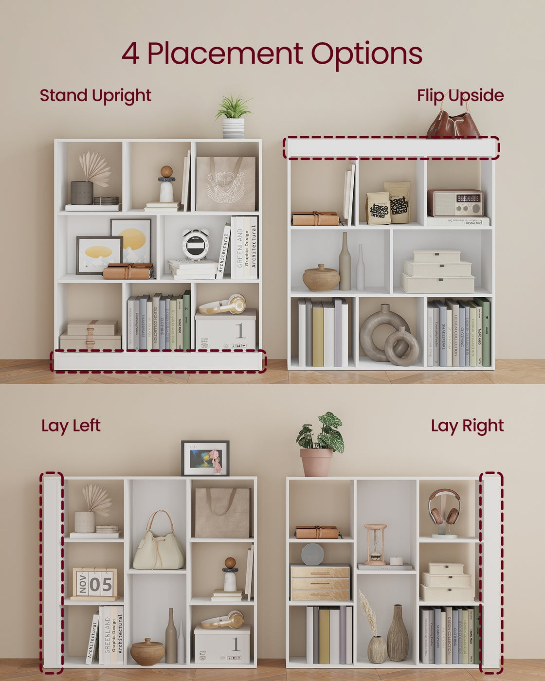 VASAGLE Custos Open Storage Bookshelf – Cloud White